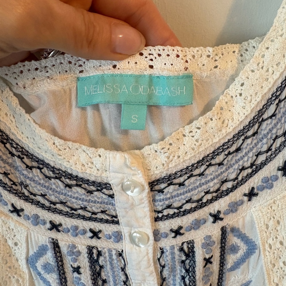 Melissa Odabash white and Navy Embroidered Cover-Up